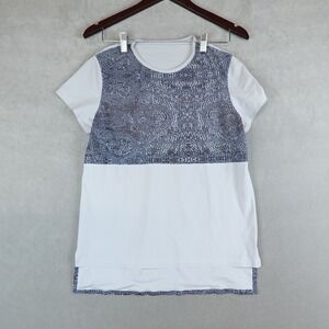 Lululemon Top Womens Sz 6 Gray Beaded Envy Snapshot Jewel T-Shirt Tee Colorblock